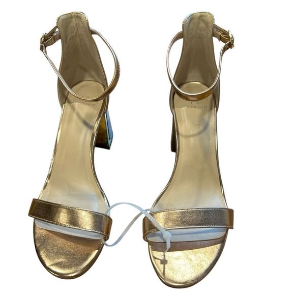 Revolve H by Halston Rose Gold and Silver Practical Block Heel Sandals NWOT - Picture 4 of 12